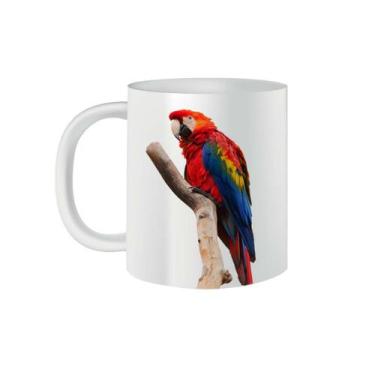 Imagem de Caneca de Porcelana Aves Brasil Arara Vermelha 325ml - VilelaGG