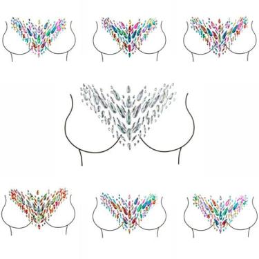 Imagem de Adesivo em V Seios Colo Carnaval Pedraria Strass Autocolante - Arte Se
