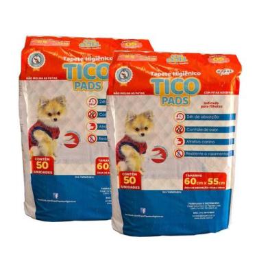 Imagem de Tapete Higiênico para cães Tico Pads 50un kit com 2 pacotes