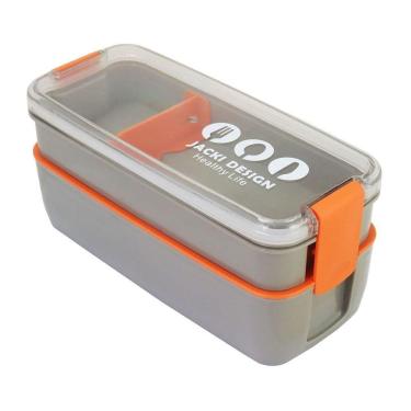 Imagem de Pote Marmita De 2 Andares 750ml - Vibe Cinza - Cinza