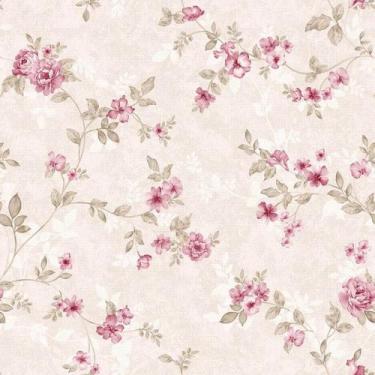 Imagem de Papel de Parede Decorativo Floral Vinho Fundo Rosa 1,5m - DEKAL DECOR