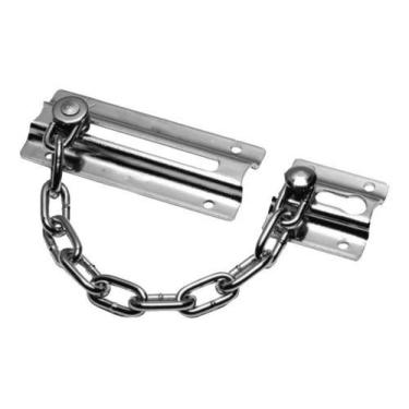 Imagem de Fecho Segurança Para Porta Com Corrente Pega Ladrão Cromado - Brasfort