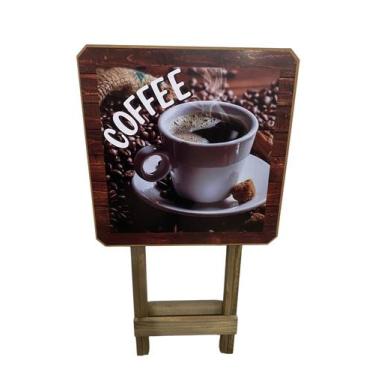 Imagem de Mesa Dobrável Madeira Café Adesivada Quadrada Varanda Gourmet - Dr Dec