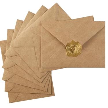 Imagem de Pacote com 50 envelopes A7 coloridos 12 x 18 cm, envelopes de convite com aba em V para cartões de 13 x 18 cm, aniversário, casamentos, formaturas, cartões de felicitações, chá de bebê 14 x 19 cm