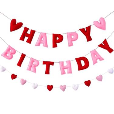 Imagem de Meygajoe Faixa pré-amarrada de feliz aniversário - guirlanda de bola de feltro - guirlanda de feliz aniversário, decorações de aniversário arco-íris, sinal de feliz aniversário personalizado para
