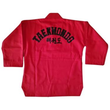 Imagem de Dobok Kimono Taekwondo - Brim Leve Vermelho - Ariran (A4 - até 1,90m)
