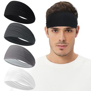 Imagem de Qearl Bandanas esportivas masculinas, com absorção de umidade para mulheres, faixa de corrida para corrida, ciclismo, futebol, ioga (pacote com 4)