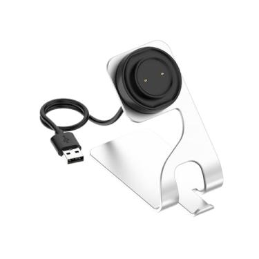 Imagem de KETOPKIN Base de carregamento com cabo USB para Amazfit Active, Active Edge, Bip 5, Bip 5 Unity, GTR Mini, GTS4 Mini, Bip 3, Bip 3 Pro, Bip U, GTS 2, GTR 2 Carregador (Prata)