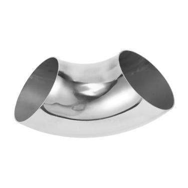 Imagem de Motoforti Tubulação de tubo de escape modificada para carro curva mandril 90 graus 8.9 cm espessura OD 1,2 mm/18GA 89x215x1,2 mm aço inoxidável 304 tom prata