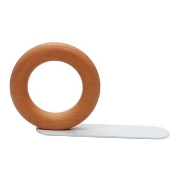 Imagem de Ioensy Estante decorativa de madeira para livros, decoração antiderrapante, geométrica, prateleira para livros, rolha para prateleiras, escola, desktop, cd, Anel