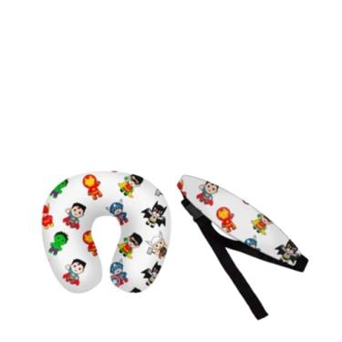 Imagem de Kit Almofada de pescoço + Faixa Apoio Suporte Cabeça de Bebê Cadeirinha Carro (Kit Vingadores Kids)