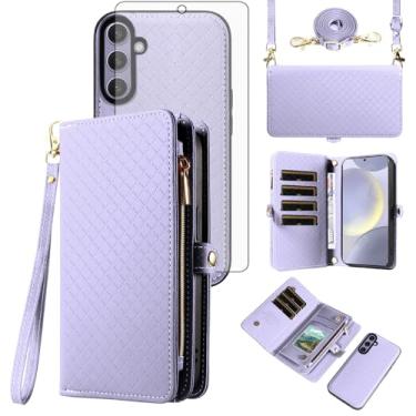 Imagem de Asuwish Capa de celular para Samsung Galaxy S24 Plus/S25 Plus S24+ S25+ 5G capa carteira com zíper com protetor de tela alça flip suporte para cartão S24Plus 24S + S 24 24+ S25Plus 25S 25+ feminino