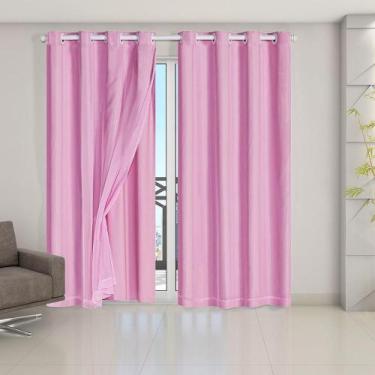 Imagem de Cortina Blackout Blecaute Com Voil 2,80 X 2,30 Rosa - Bellissima Casa
