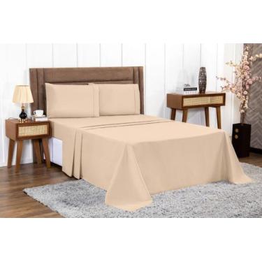 Imagem de Jogo de Cama Lençol 4 peças PERCAL 100% ALGODÃO Casal Queen King Hotel