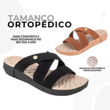 Imagem de Tamanco Uniflex em X Com Bolinha Massageadora, Preto, 35
