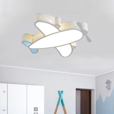 Imagem de 24 W LED Luz de Teto Quarto Infantil Branco Ferro Avião Lâmpada 50 cm Luz de Teto Quarto Infantil Regulável com Controle Remoto Abajur Acrílico Iluminação de Teto para Quartos Criativos Meni
