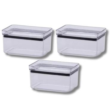 Imagem de Conjunto de 3 Potes Organizadores Herméticos, Acrílico Transparente, 580ml para guardar alimentos