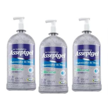 Imagem de Kit 3 Álcool Gel Antisséptico 70o Inpm 1kg Asseptgel Start