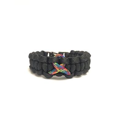Imagem de Tru550 Pulseira de joias de sobrevivência paracord preta com fita de conscientização do autismo (tamanho 19 cm), 7.5 inch, paracord