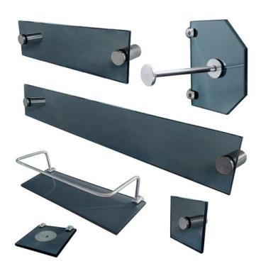 Imagem de 1 Kit Para Banheiro Paris R Fumê - Porta Shampoo 10x50 - DIRETOO