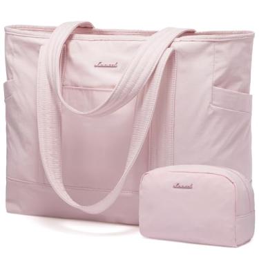 Imagem de LOVEVOOK Sacola feminina, bolsa de ginástica com compartimentos, bolsa de trabalho para laptop, enfermeira, dança, ioga, para esportes, viagens, rosa, Large