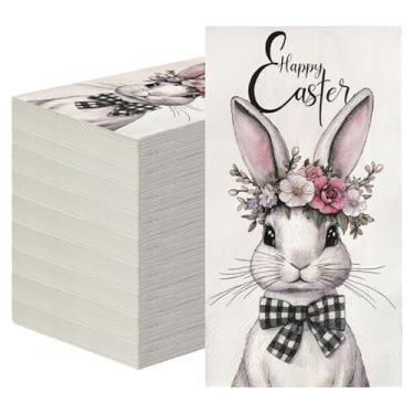 Imagem de Toalhas de mão descartáveis com tema de coelho da Páscoa de 3 camadas para banheiro, casamento, aniversário, chá de bebê, guardanapos de jantar descartáveis