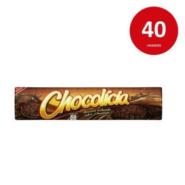 Imagem de Kit C/40 Unidades Biscoito Chocolícia Recheado Chocolate - chocolicia