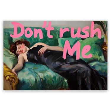 Imagem de Pôster de retrato Don't Rush Me Altered, arte de parede feminina, pôster de grafite rosa feminino vitoriano antigo decoração de parede estética para galeria, quarto, sala de estar, 20 x 30 cm, sem