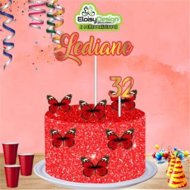 Imagem de Topo de bolo Borboletas (tema 4) para aniversário - EloisyDesign