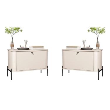 Imagem de Conjunto Mesa De Cabeceira Albania Off White Preto