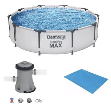 Imagem de Piscina Bestway 5000 Litros Steel Pro Max CINZA 56406 com Bomba Filtra