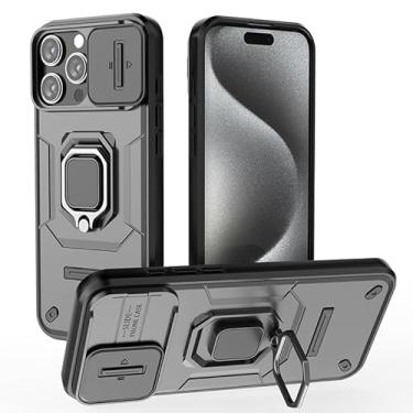 Imagem de YOUULAR Capa de celular para Xiaomi Poco X7 Pro/Xiaomi Redmi Turbo 4, suporte para carro, janela deslizante, à prova de choque, capa de telefone militar, proteção de lente, preta