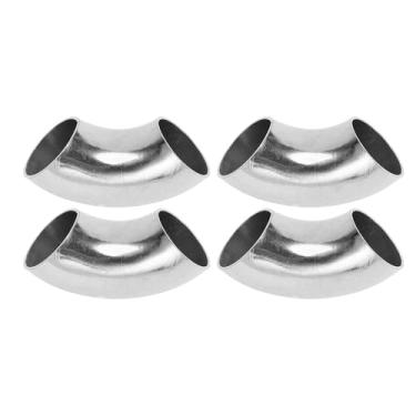 Imagem de Motoforti 4 peças 90 graus mandril curva cotovelo carro modificado tubo de escape tubulação 304 aço inoxidável tom prata 304