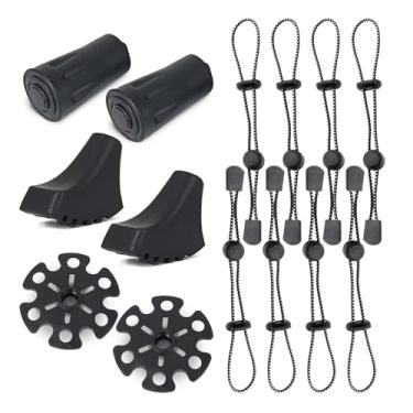 Imagem de 8 peças de alças de suporte de bastão de caminhada, 3 pares de protetores de substituição para botas de borracha, tiras de cordão de mochila de corda elástica para acampamento, montanhismo, caminhada,