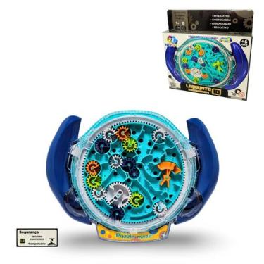 Imagem de Jogo Desafio IQ Labirinto de Engrenagens Novo Genio Nettoy Azul Brinqu