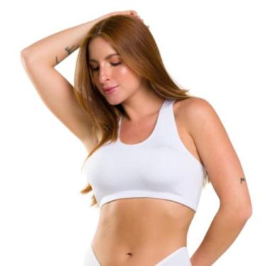 Imagem de Top Nadador Fitness Academia Com Bojo Removível Liso Feminino Treino S