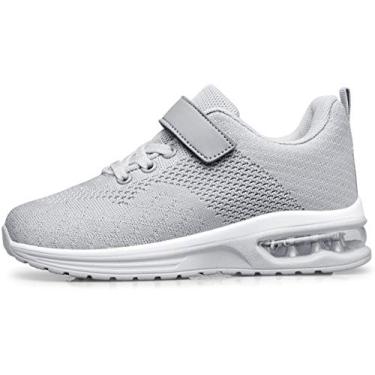Imagem de Anlarach Sapatos desportivos para meninos e meninas, sapatos desportivos para corrida com câmara de ar, para meninos pequenos, meninos grandes, Cinza claro, 23.2 cm
