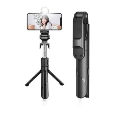Imagem de Bastão Pau de selfie Tripé Retrátil Com Luz LED Controle Bluetooth Celular