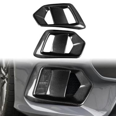 Imagem de 2 peças de molduras de faróis de neblina dianteiros de carro, esquerda e direita, acabamento em fibra de carbono real para modelos Ford Focus RS Subcompacto 2015 2016 2017 2018, capa de tela de luz de