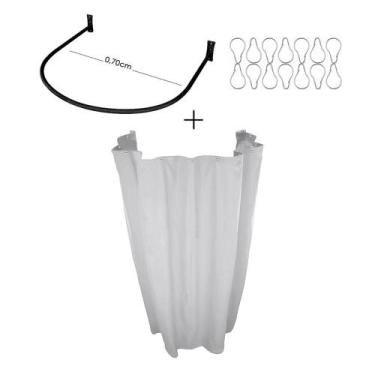 Imagem de Kit Provador Arco Cortina Blackout Branco Ice Corta Luz 100% - Lm Deto