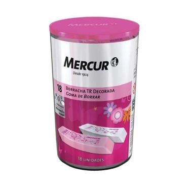 Imagem de Borracha Decorada Tr Rosa/Branca Mercur Pote Com 18 Unidades