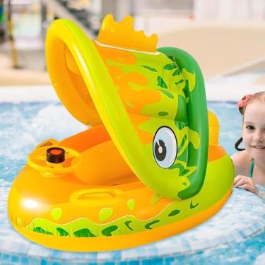 Imagem de Fóates da piscina de criança, flutuação infantil da piscina de natação,Flutuação da piscina de natação da criança com dossel do sol | Meninos meninas de 1 a 5 anos jogando brinquedo, jangada inflável