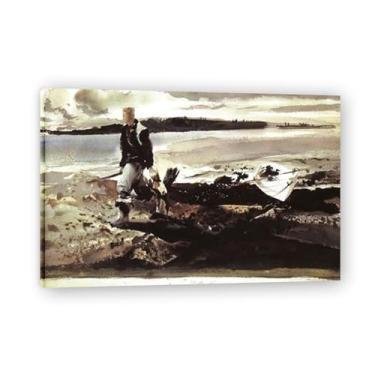 Imagem de Impressão em tela The Coot Hunter Andrew Wyeth - Arte de realismo americano, aquarela e pintura de têmpera de ovo para decoração de casa 20 x 30 cm