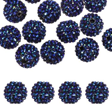 Imagem de PATIKIL Contas de strass de resina de 20 mm para caneta com contas, pacote com 20 bolas de discoteca brilhantes em pedaços redondos de chiclete para chaveiro com contas, joias para fazer artesanato