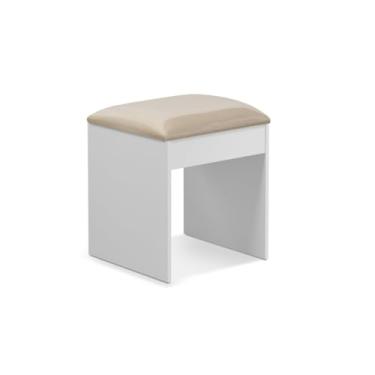 Imagem de Genérico, Banqueta baixa penteadeira MDF suede banquinho puff para sala decorativo Maia luxo moderno clean compacto