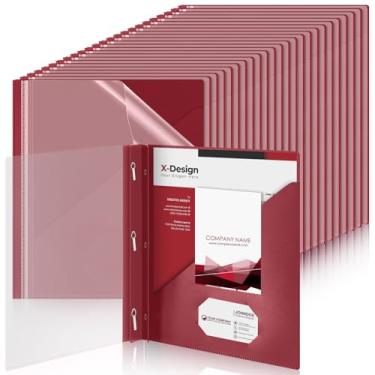 Imagem de Teling 48 peças de capas de relatório frontais transparentes com 3 prendedores de plástico capas de relatório de livro com capacidade de 90 folhas retomar portfólio pasta de apresentação para material