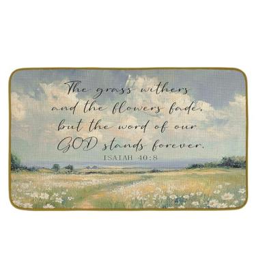 Imagem de JUIOEIU Capacho floral para casa de fazenda, tapete rústico de flores silvestres, tapete de boas-vindas para casa interna e externa, entrada de varanda (43 x 76 cm)