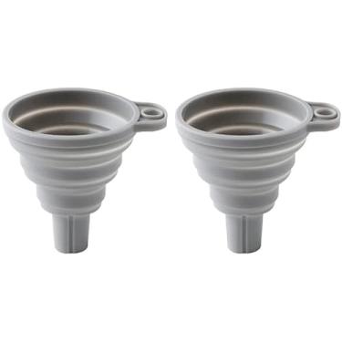 Imagem de Conjunto de 2 funis de cozinha, funil dobrável de silicone, pequeno funil dobrável para transferência de óleo/água/líquido