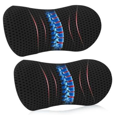 Imagem de Almofada lombar, pacote com 2 almofadas de suporte lombar de espuma viscoelástica para cadeira de escritório e assento de carro, travesseiro ergonômico aerodinâmico para alívio da dor lombar