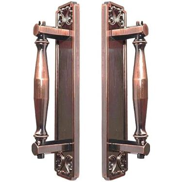 Imagem de Puxador Duplo Strauss 250mm Porta Pivotante Correr Passagem Madeira Vidro Colonial Clássico Rústico Maxima Metais (Cobre Antigo)